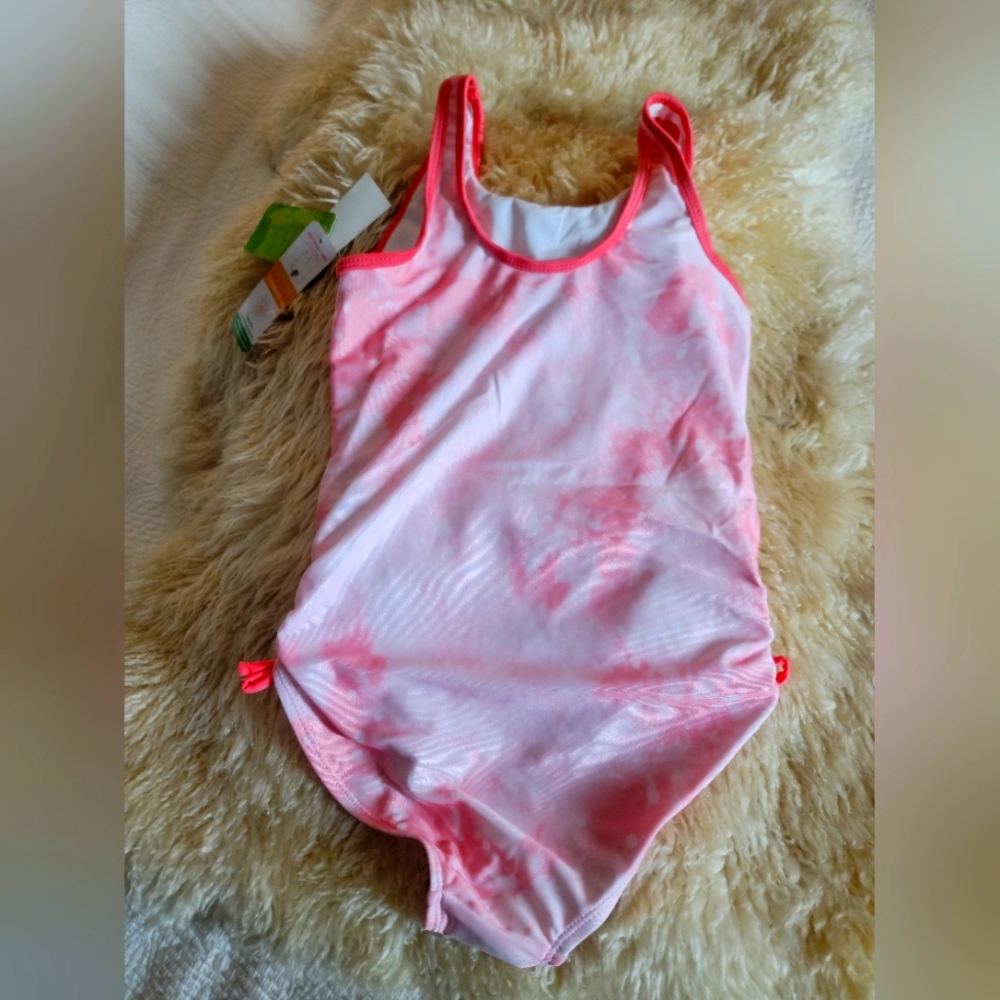 Disney Stitch Girl's One Piece Swimsuit Light Pink Tie Dyed Size  M(7/8)NWT - Picture 9 of 16